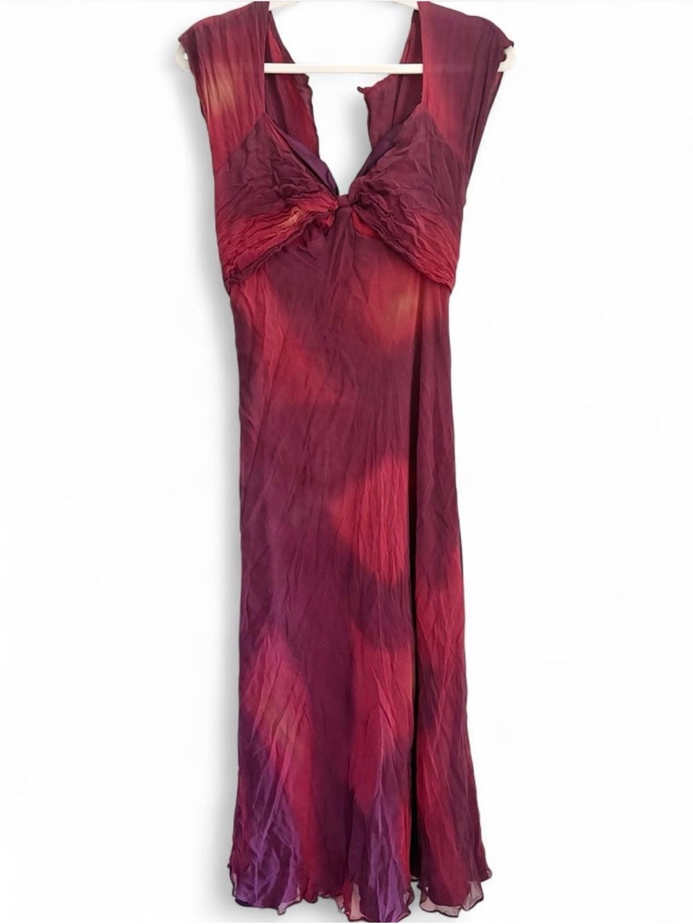 Y2K Xyla burgundy and red tie-dye maxi dress